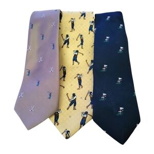 Men's Vintage Golfers Necktie Lot 3pc